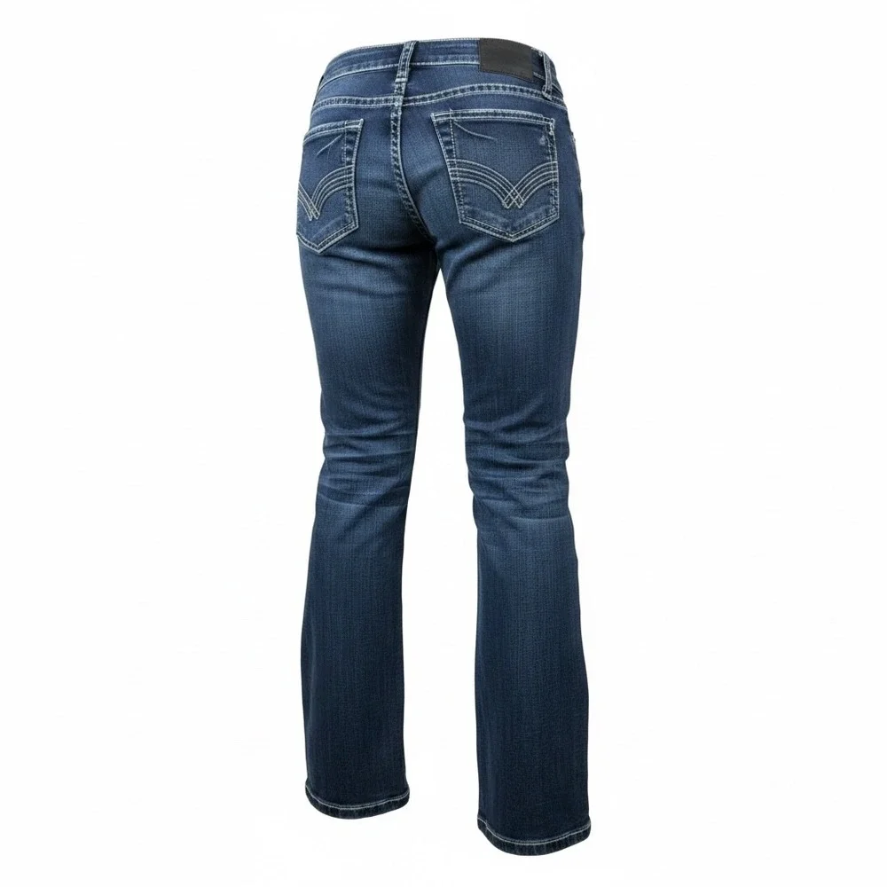 Buckle Black Fit No 3 Straight Leg Jeans Mens 29R Dark Wash Contrast Stitch Blue